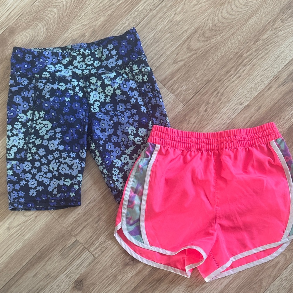 Kids Girls Athletic shorts & Blue Floral Bike Shorts